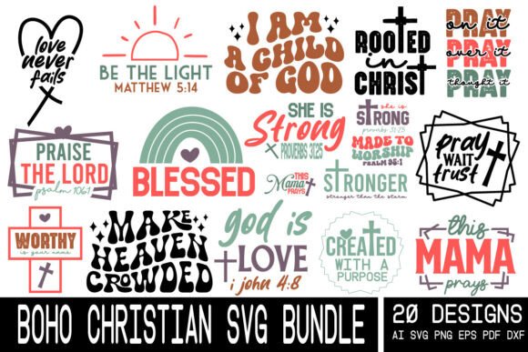 Boho Christian SVG Bundle: Jesus SVG Graphics & T-Shirt Designs