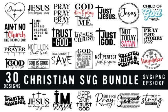 Christian SVG PNG Bundle: Bible Verse 30 Graphics
