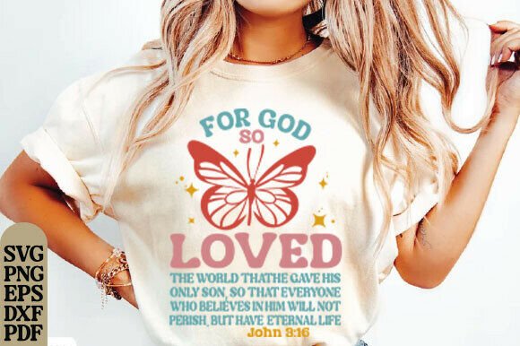 Front and Back Christian Retro Butterfly Graphics