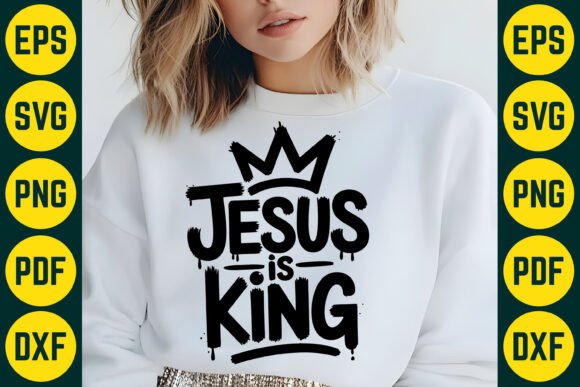 Jesus is King Trendy T-Shirt Design: Graphics for Faith-Based T-Shirt Designs